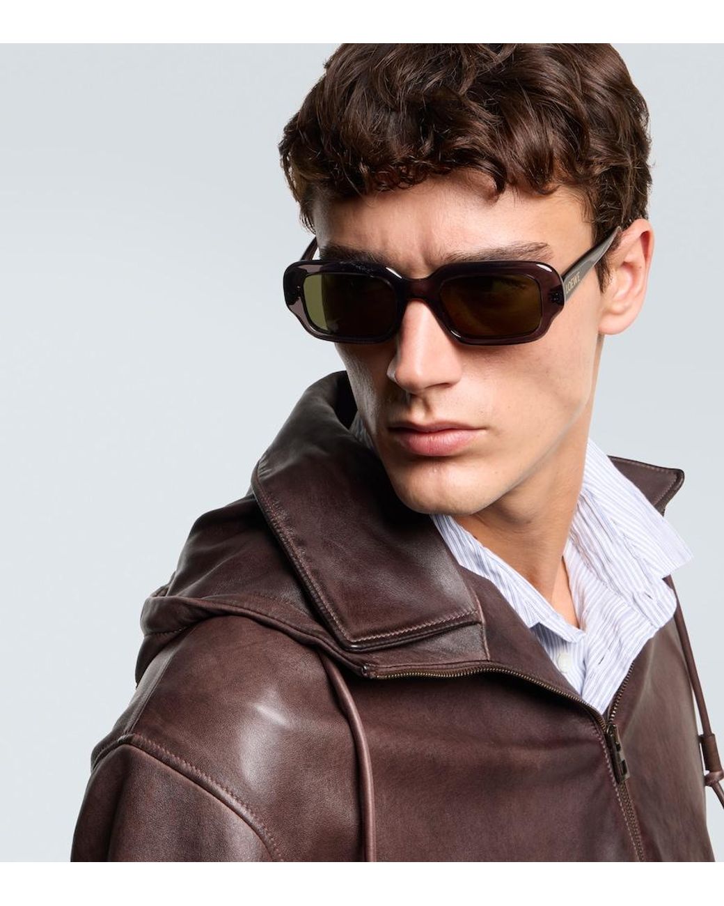 Loewe Brown Slim Rectangular Sunglasses for men
