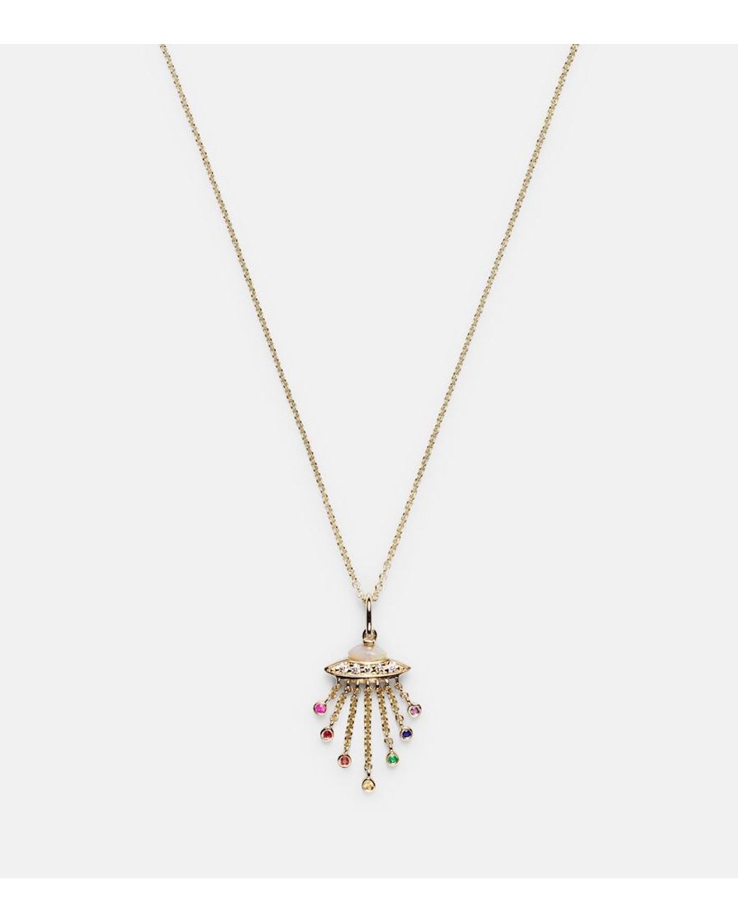 Sydney Evan White Ufo 14Kt Pendant Necklace With Diamonds