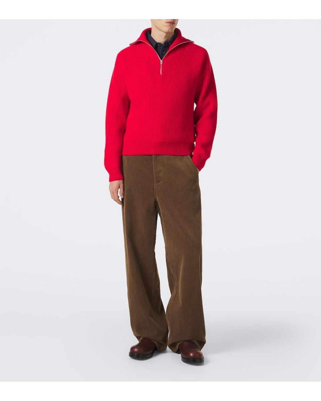 Jil Sander Brown Cotton Corduroy Wide-Leg Pants for men