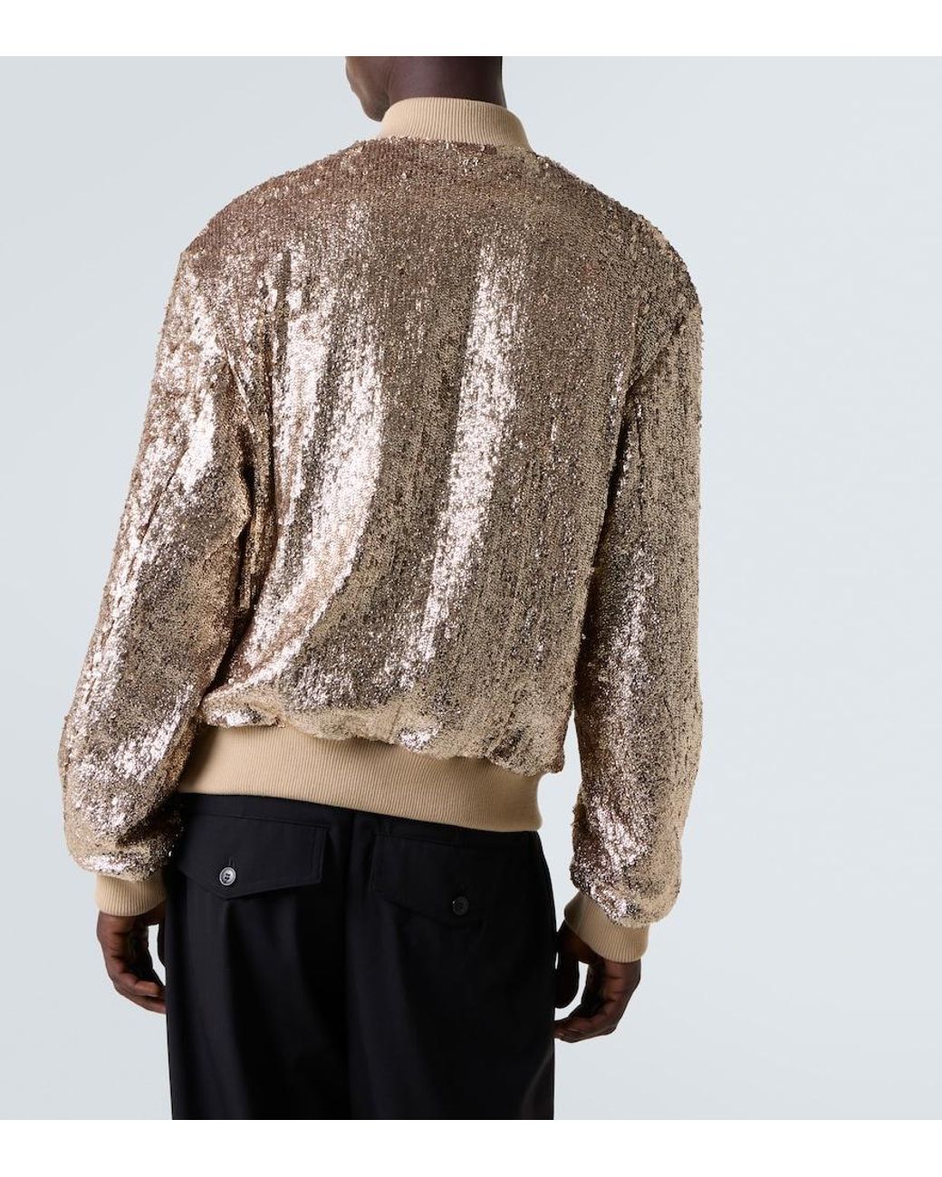Dries Van Noten Brown Sequined Bomber Jacket for men