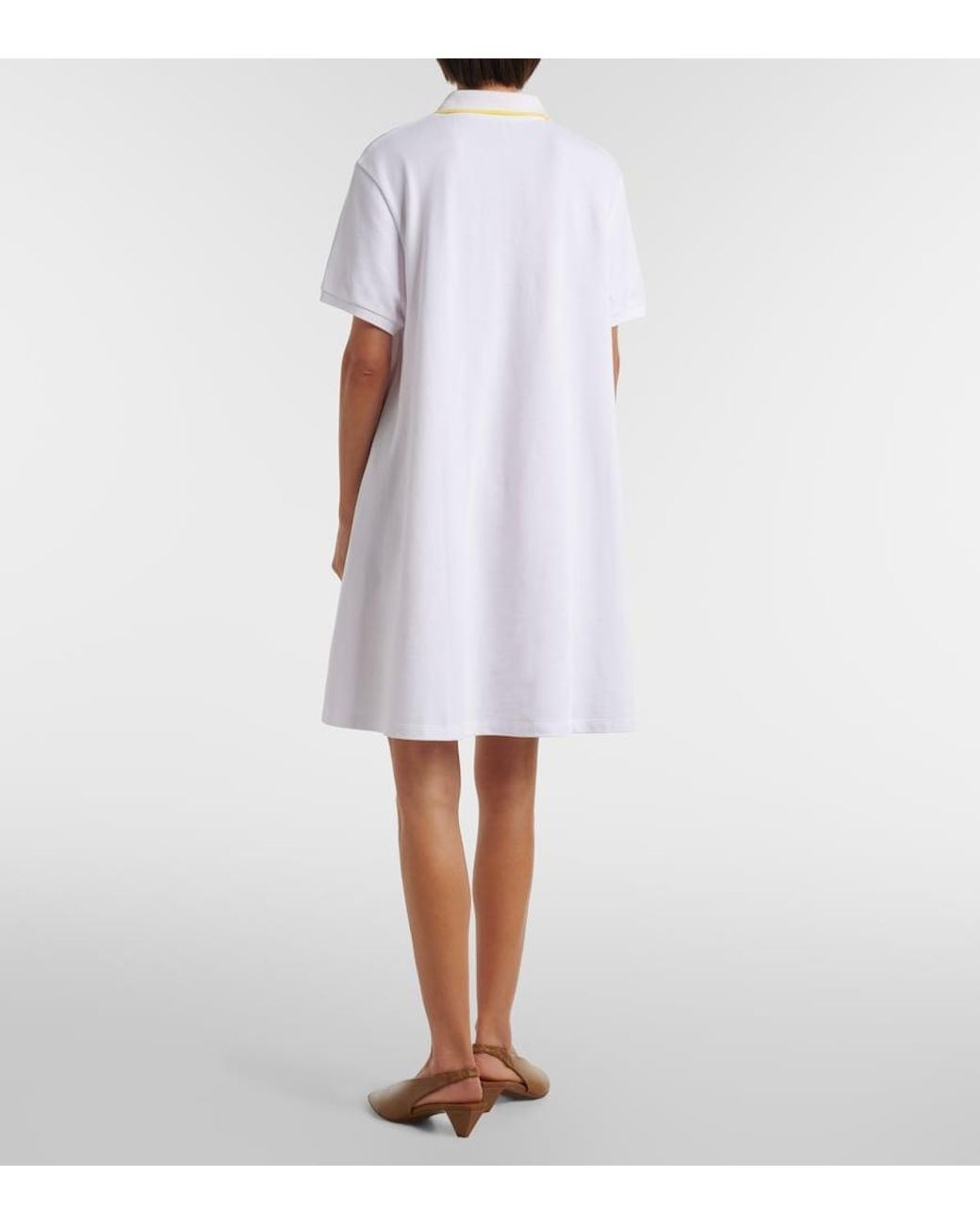 Loewe White Double L Cotton Pique Polo Dress