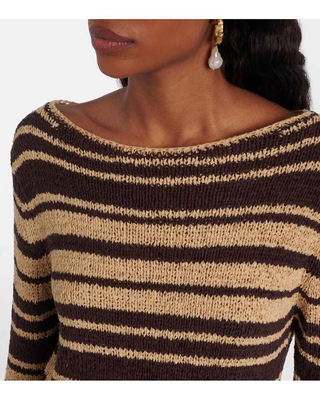 Faithfull The Brand Brown Micah Striped Cotton-Blend Minidress