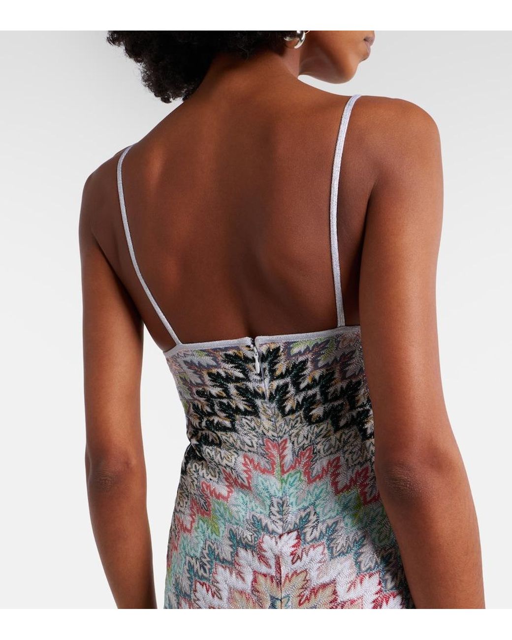 Missoni White Zigzag Lame Midi Dress