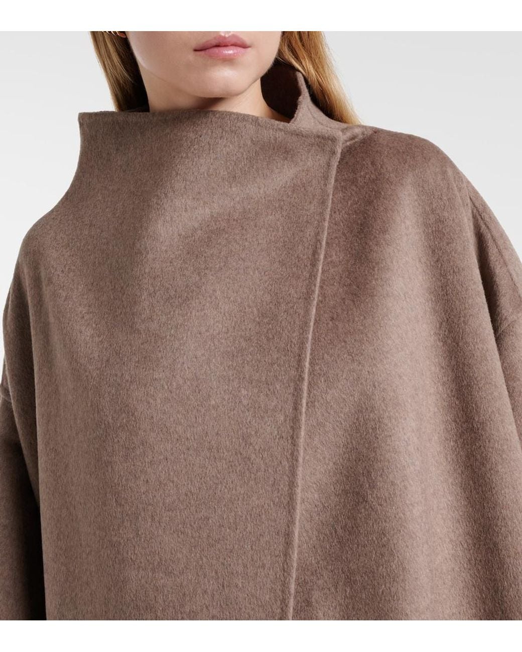Frankie Shop Natural Leroy Wool-Blend Wrap Coat