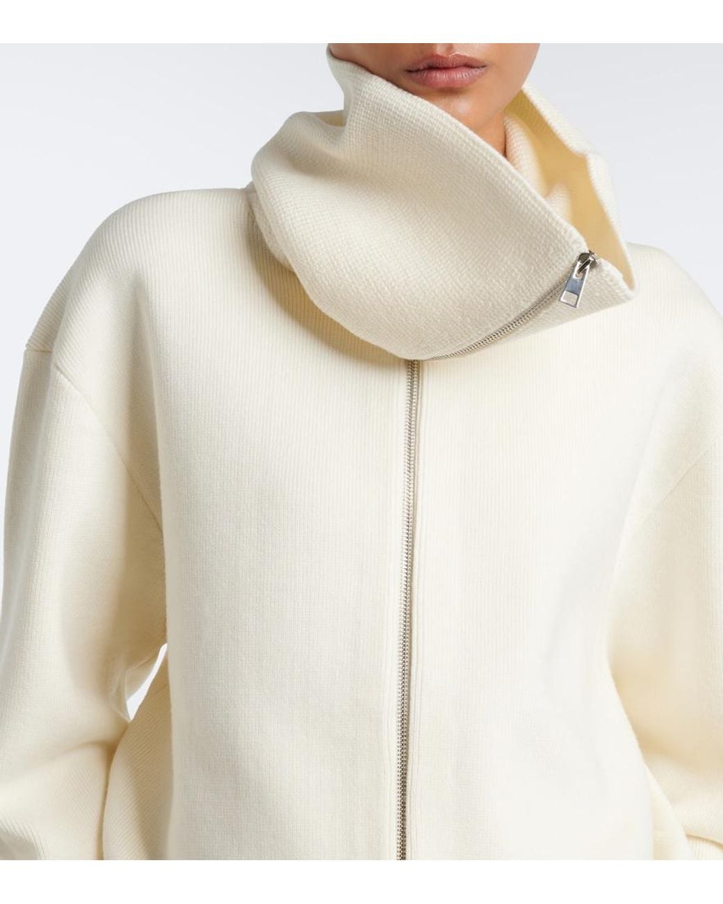 Rohe White Wool Zip-Up Sweater