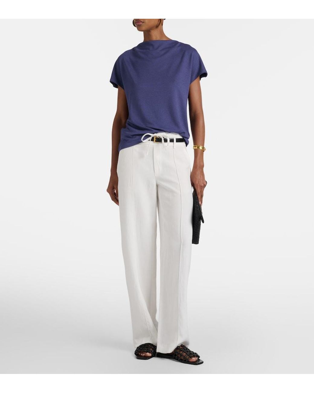 Vince White Mid-Rise Wide-Leg Pants