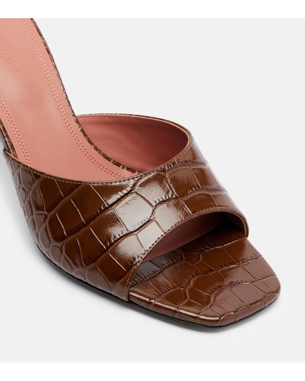 AMINA MUADDI Brown Lupita Croc-Effect Leather Mules