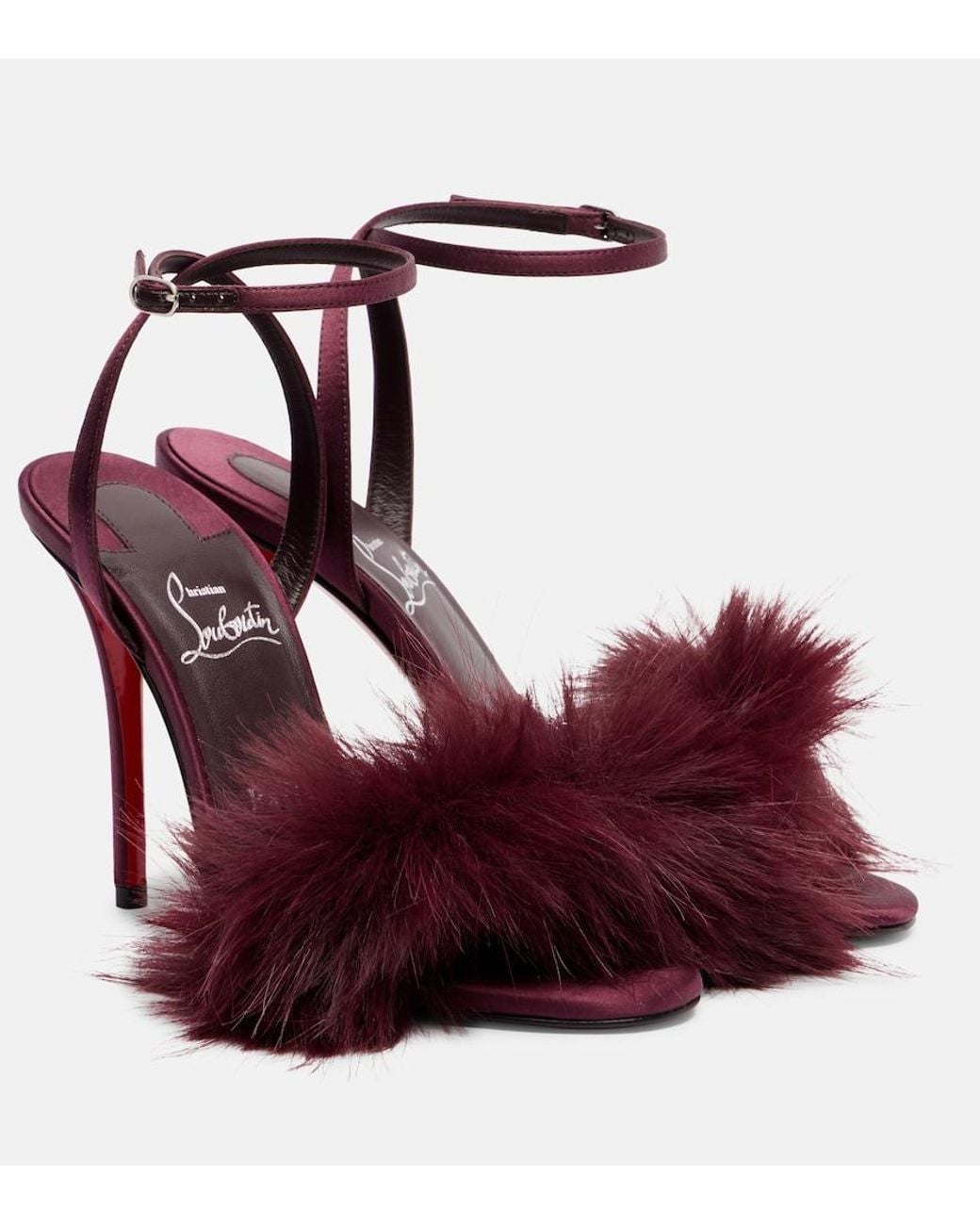Christian Louboutin Red Patchoulina 100 Crepe Satin Sandals