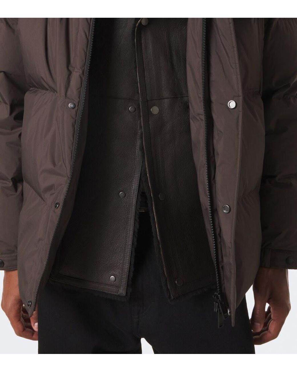 Yves Salomon Brown Shearling-Trimmed Down Jacket for men