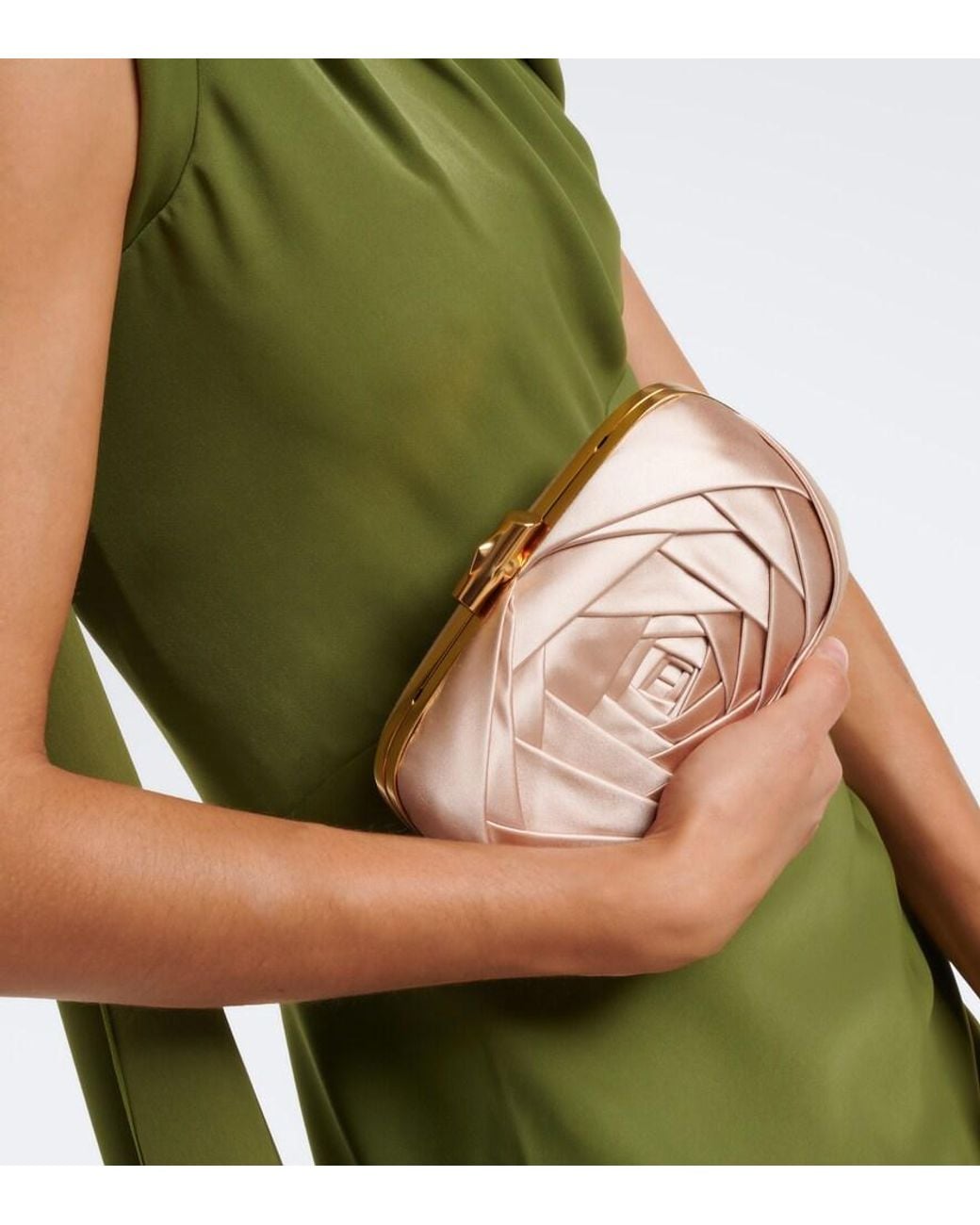 Roger Vivier Pink Rose Vivier Satin Clutch
