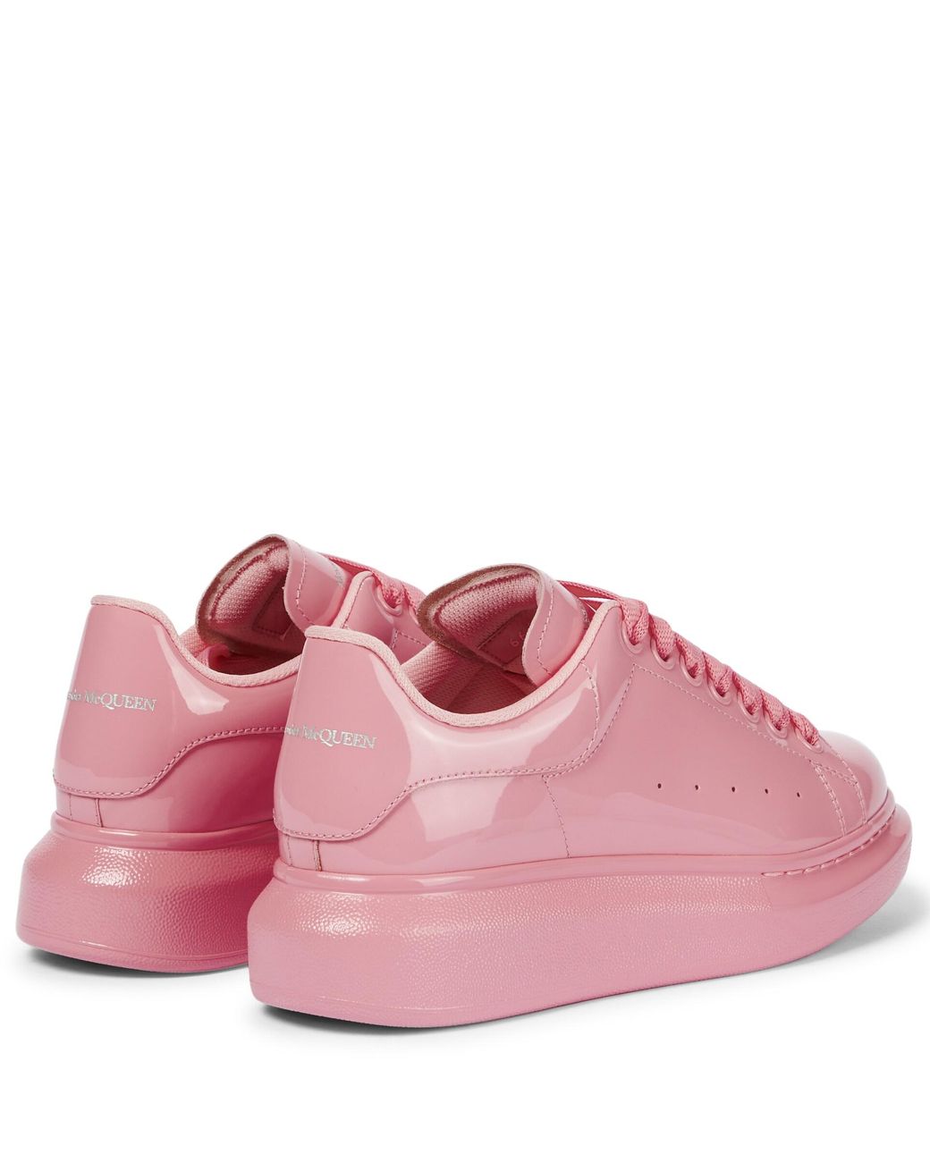 alexander mcqueen pink Oversized Patent Leather Sneakers