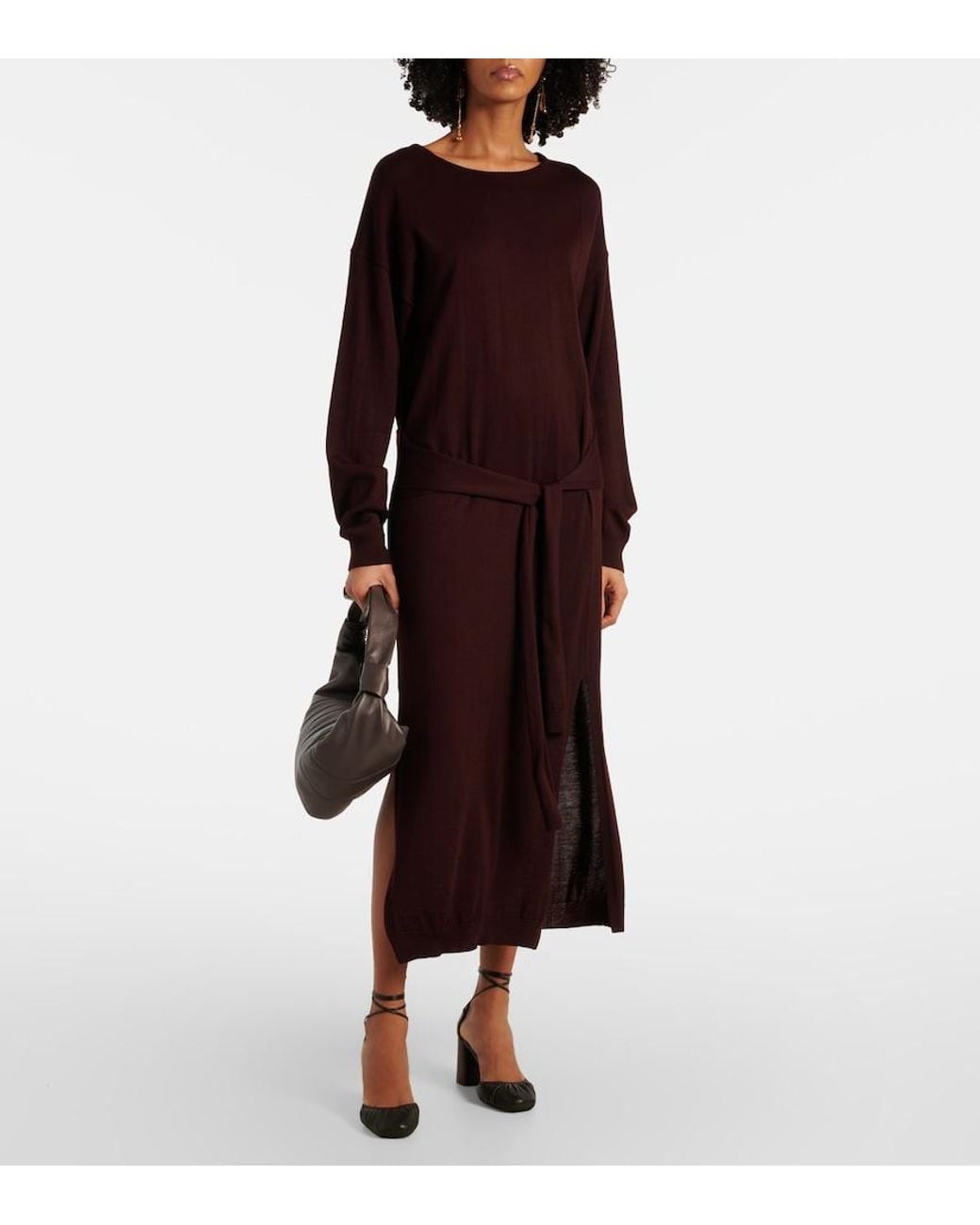 Lemaire Purple Belted Sweater Dress