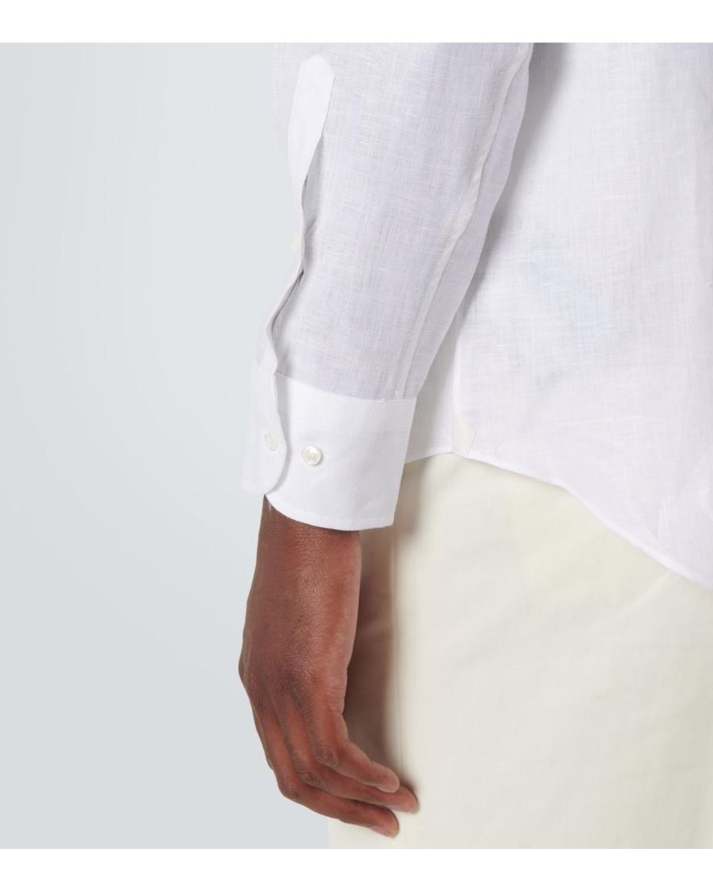 Loro Piana White Andre Linen Shirt for men