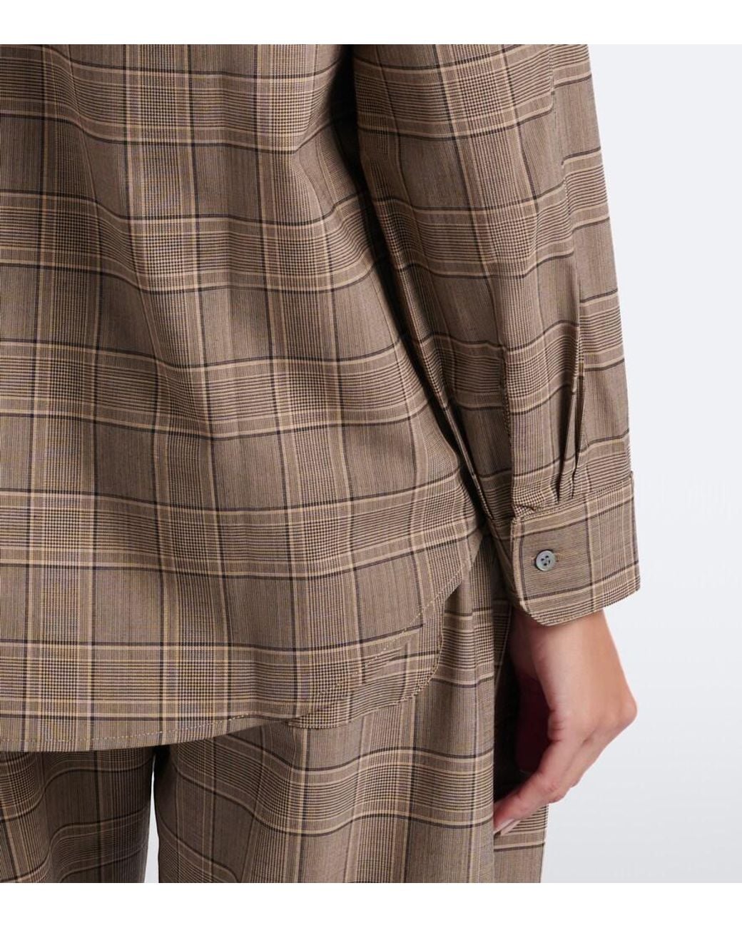 Leset Brown Mia Checked Oversized Shirt