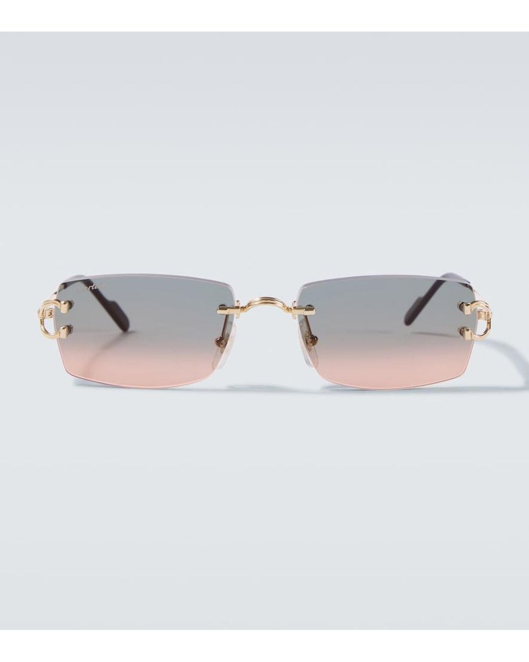 Cartier Gray Decor C De Cartier Rectangular Sunglasses for men