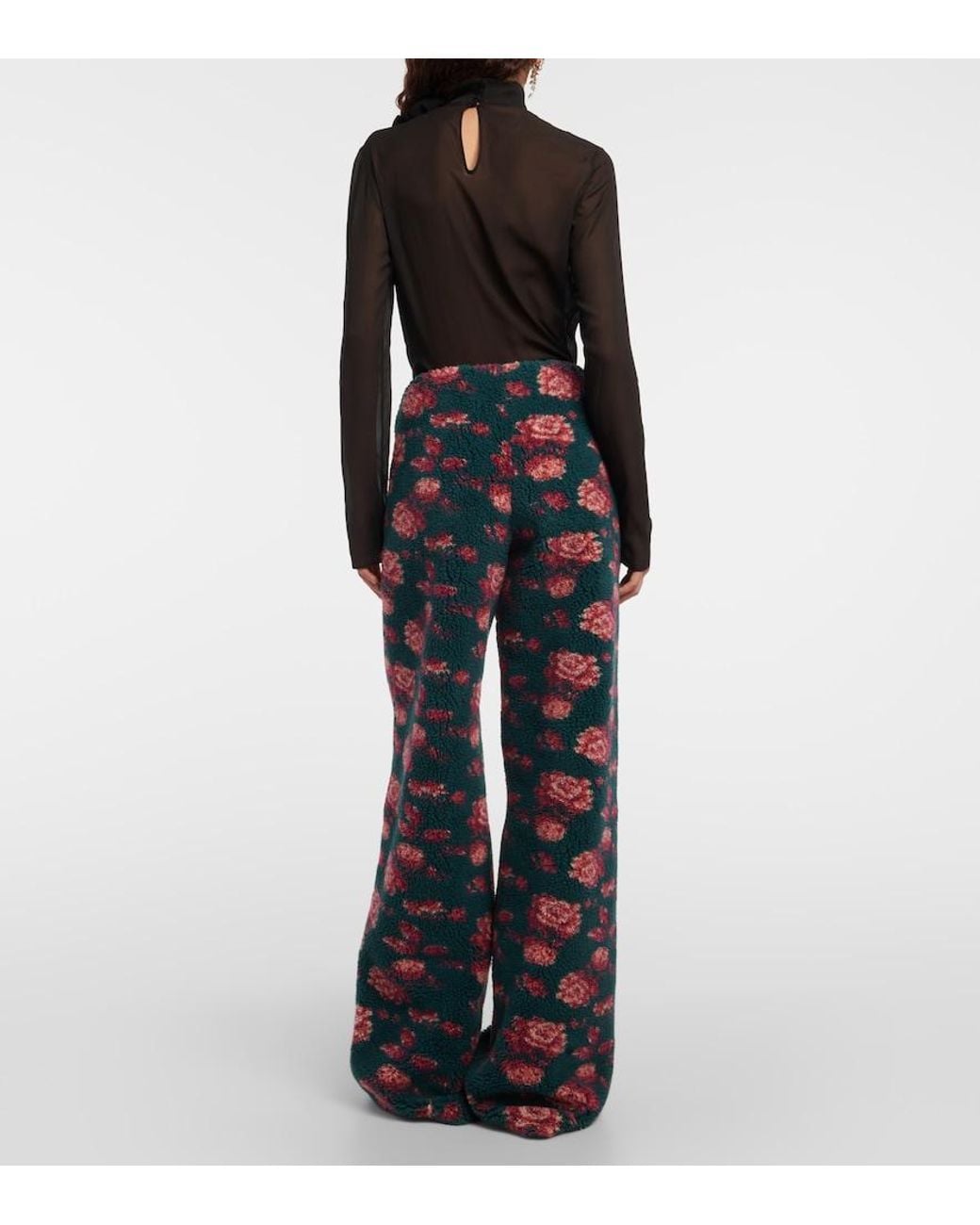 Magda Butrym Blue High-Rise Floral Teddy Straight Pants
