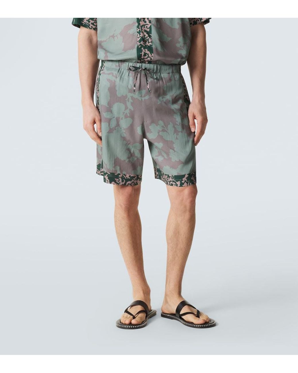 Dries Van Noten Gray Printed Shorts for men
