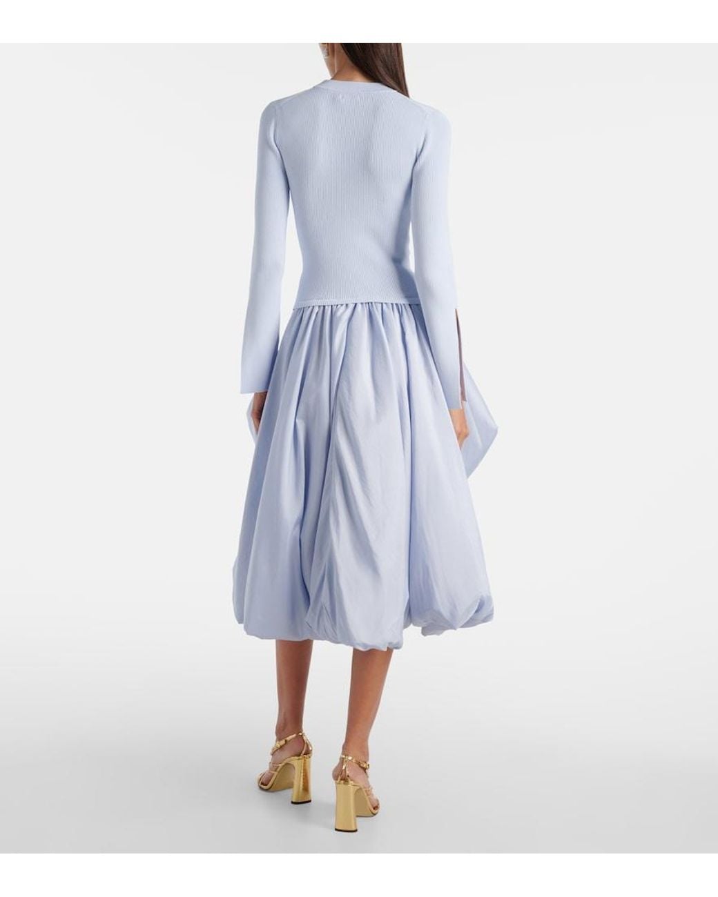 Jonathan Simkhai Blue Kenlie Taffeta-Trimmed Midi Dress