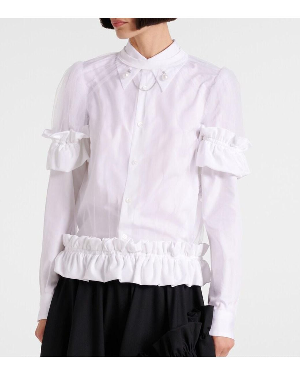 Noir Kei Ninomiya White Sheer Tulle Top