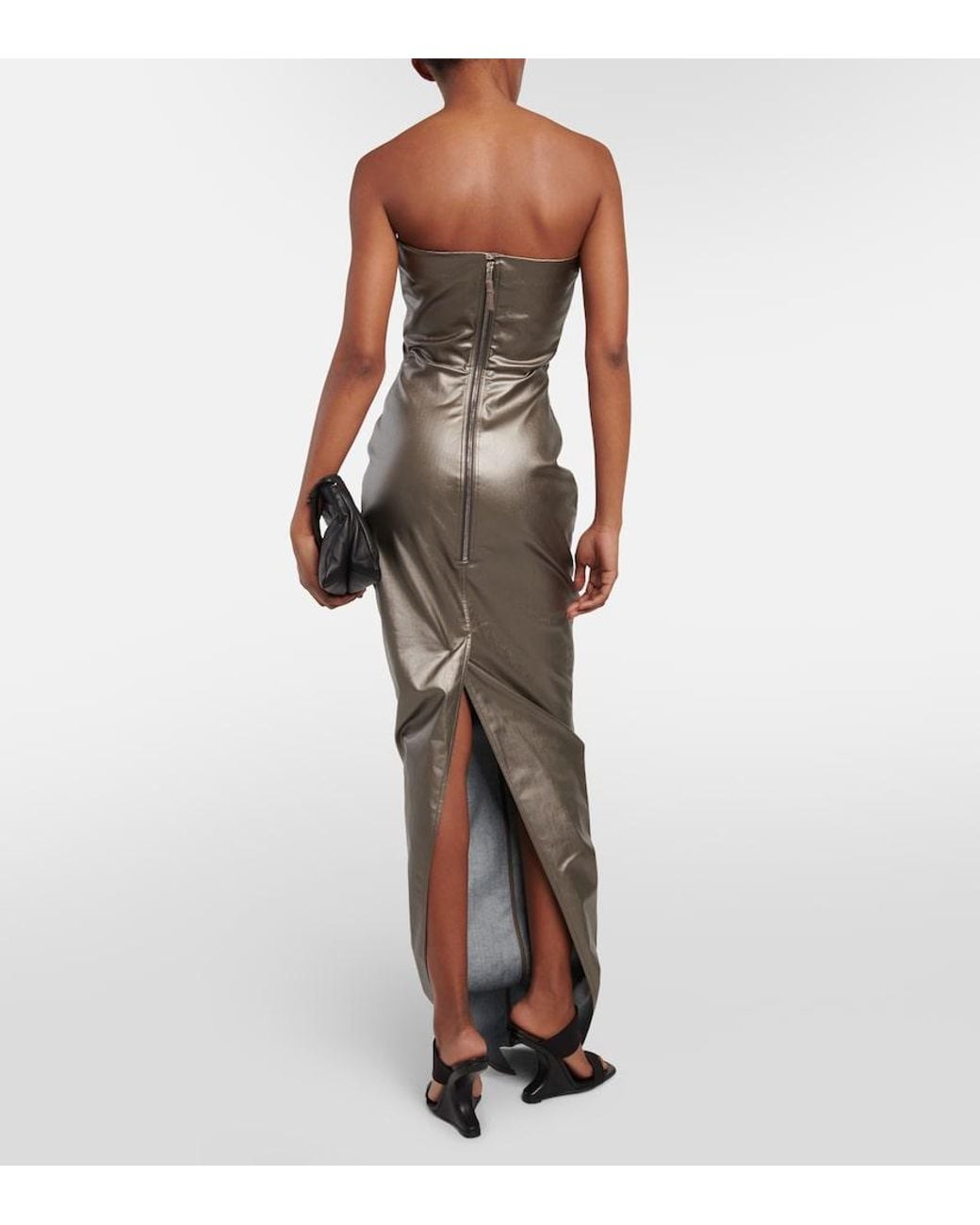 Rick Owens Gray Lido Corset Coated Denim Gown