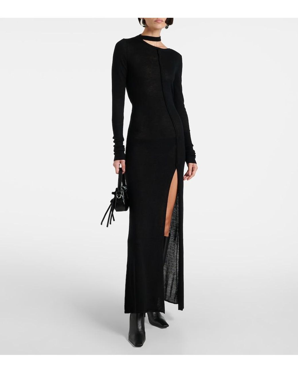 DIDU Black Wool Maxi Dress