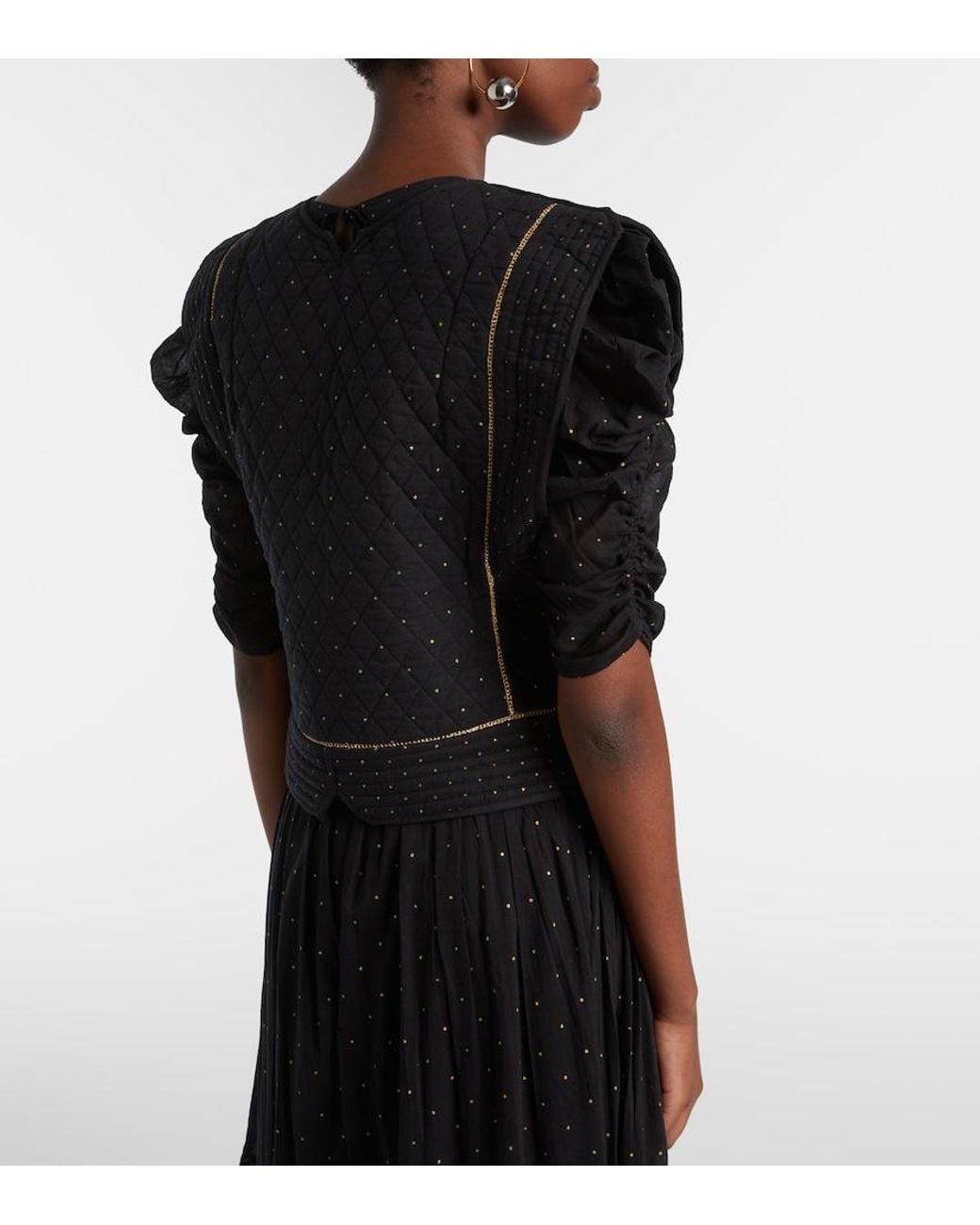 Isabel Marant Black Volana Embellished Cropped Cotton Vest