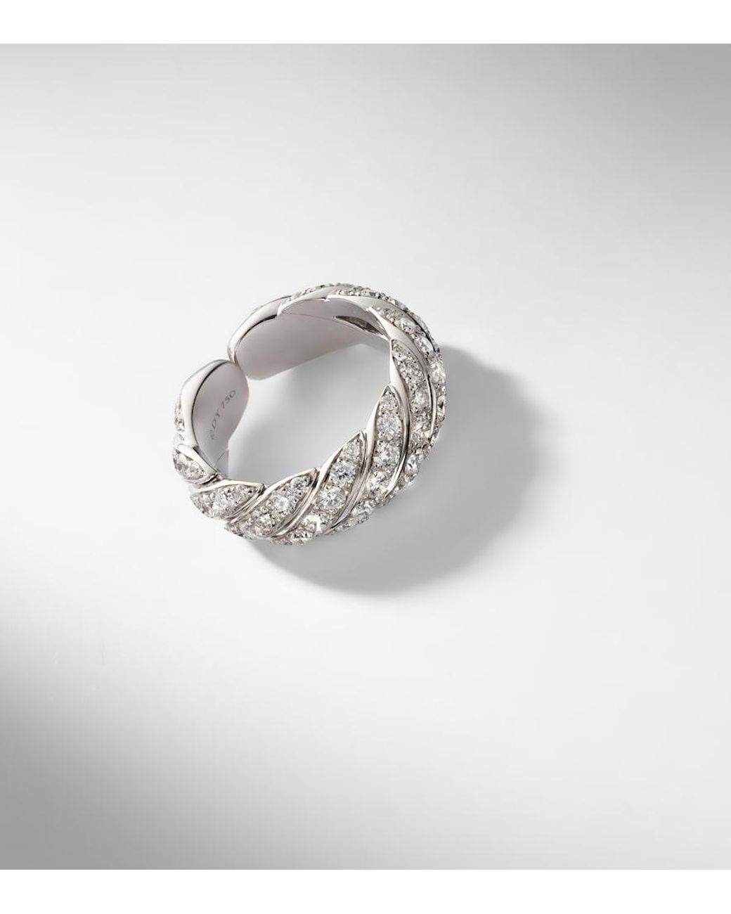 David Yurman White Sculpted Cable 18Kt Ring With Diamonds