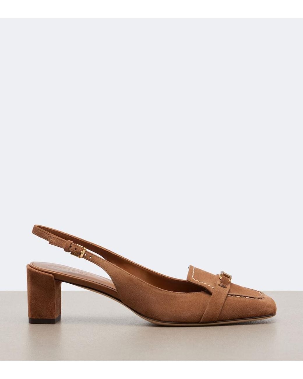 Tod's Brown T Timeless Suede Slingback Pumps