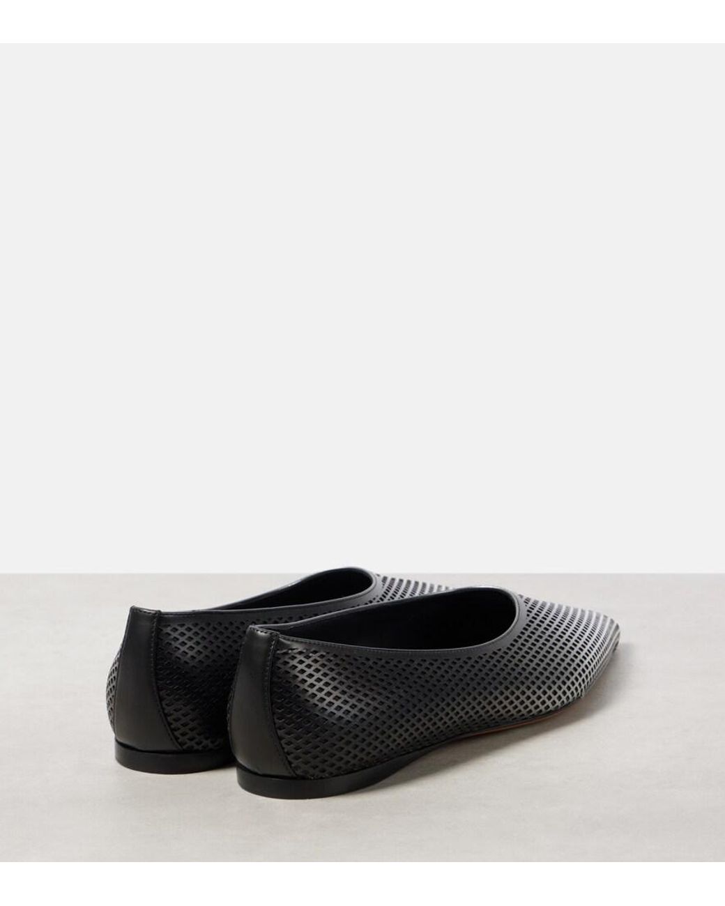 Alaïa Gray Degrade Fishnet Leather Ballet Flats