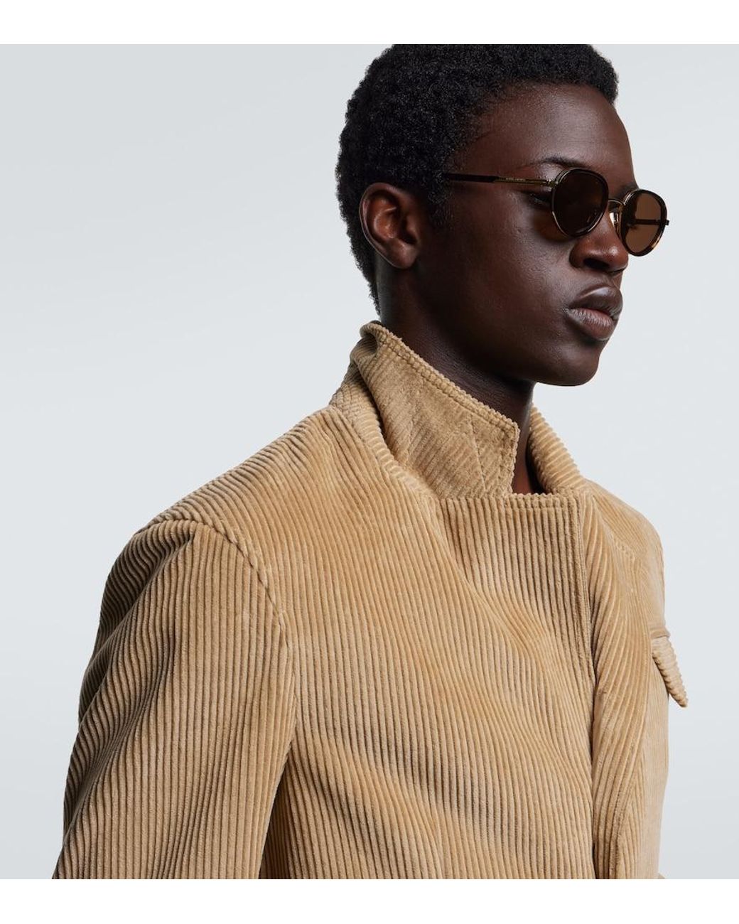 Bottega Veneta Brown Forte Panthos Round Sunglasses for men