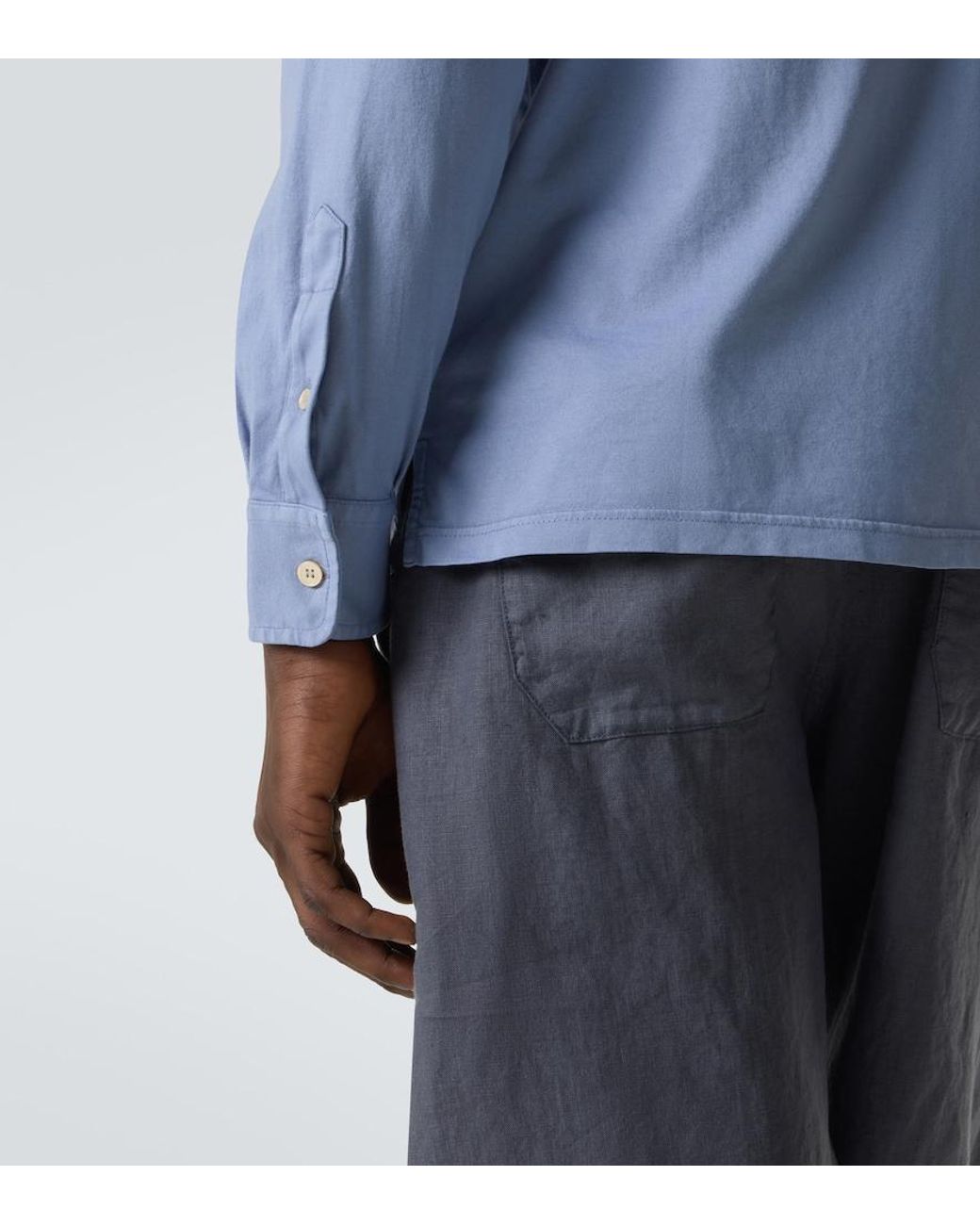 Fedeli Blue Jason Cotton Jersey Shirt for men