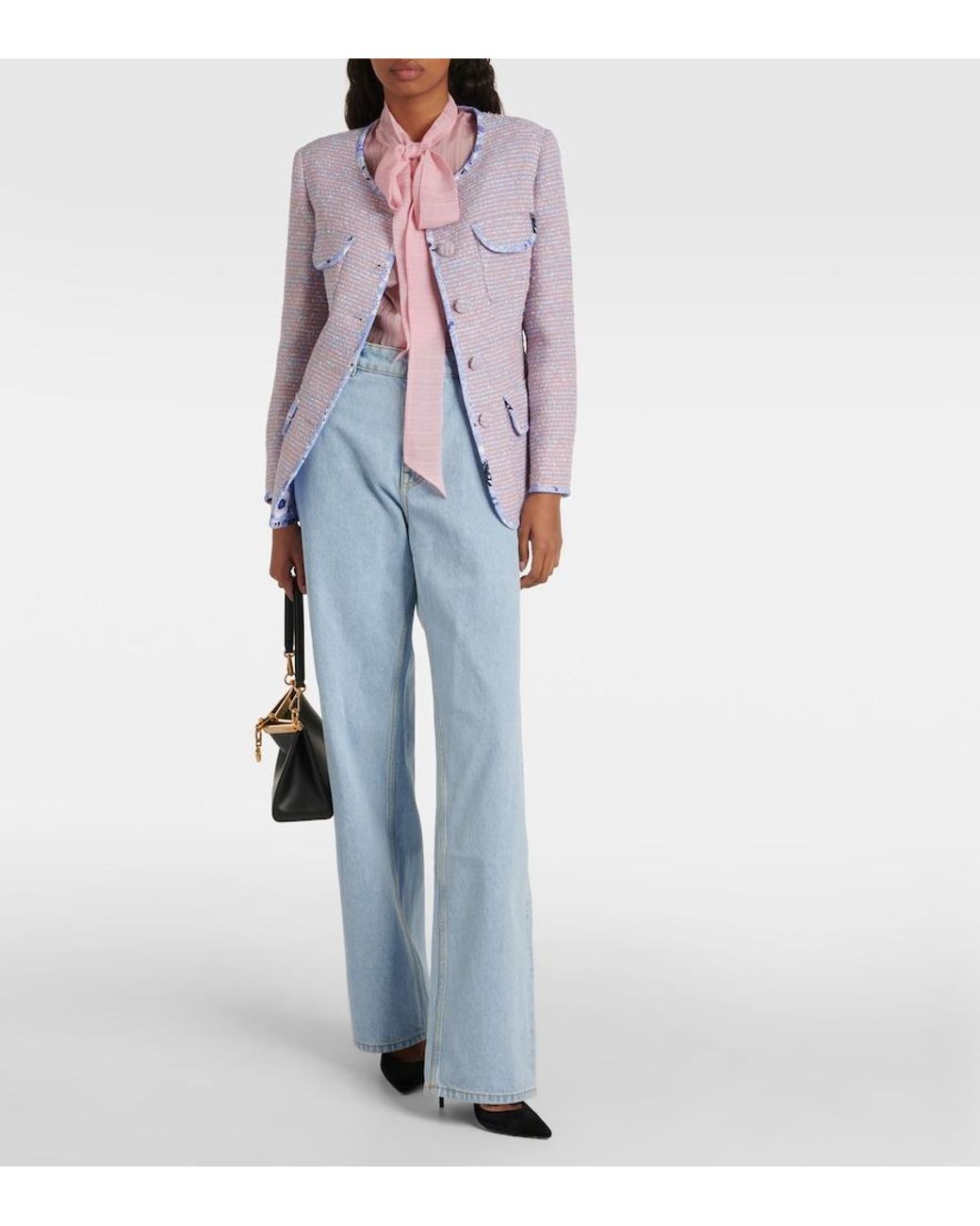 Etro Purple Checked Wool-Blend Tweed Jacket