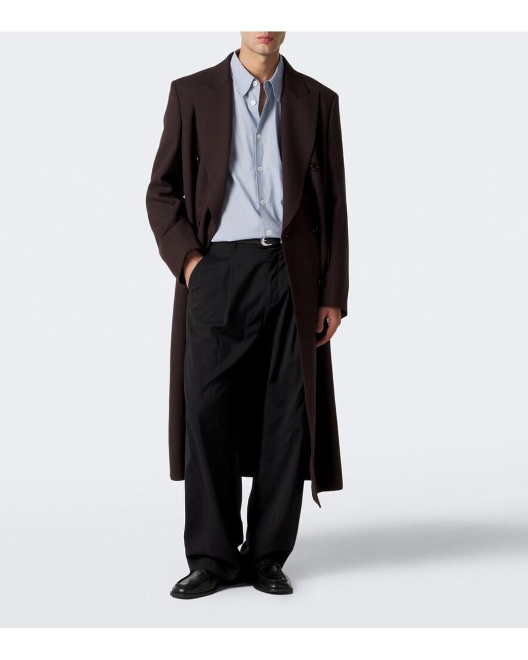 Our Legacy Black Whale Double-Breasted Virgin Wool Coat for men