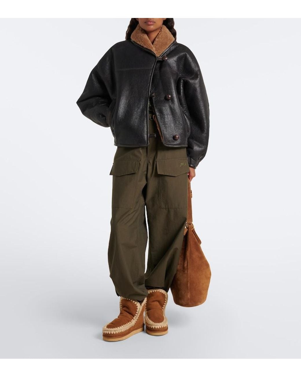 Mou Brown 18 Shearling-Lined Suede Ankle Boots