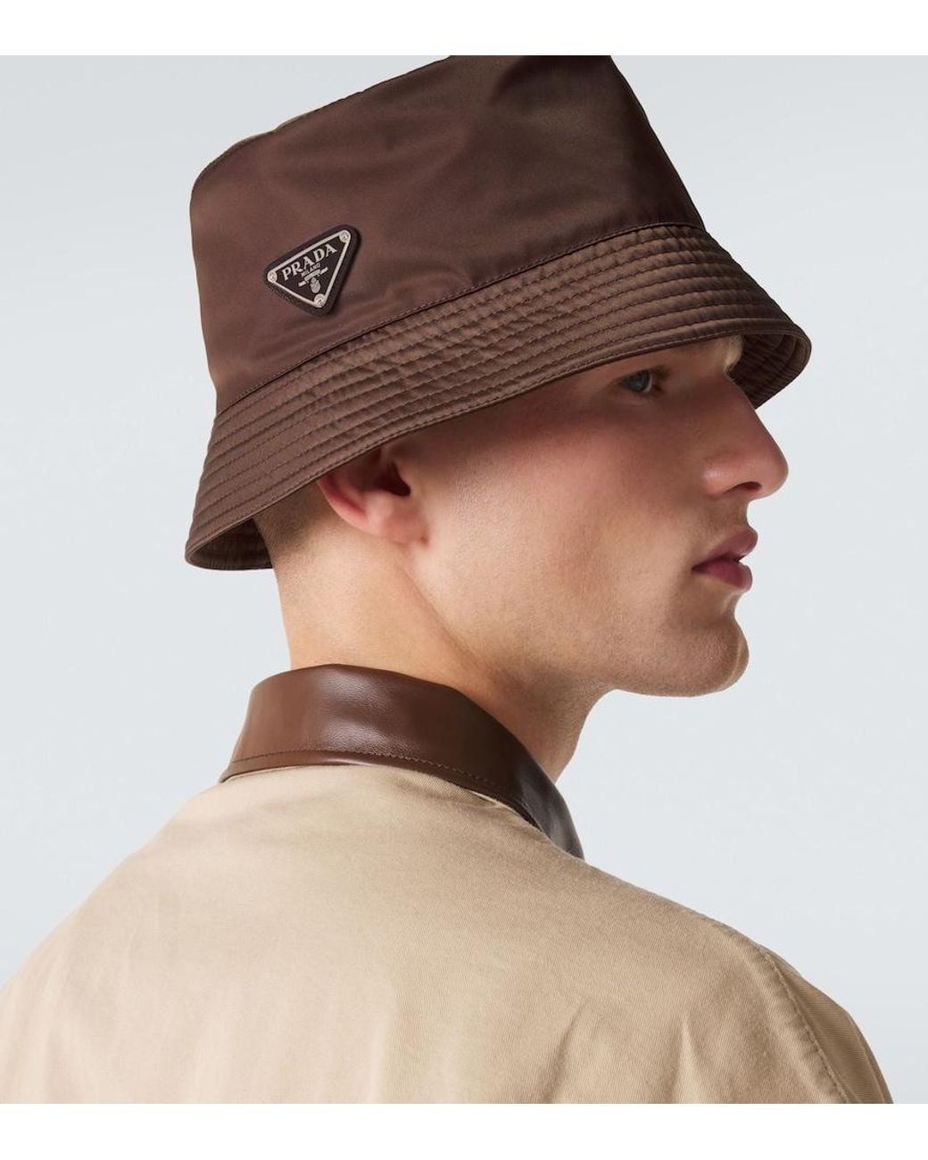 Prada Brown Re-Nylon Bucket Hat for men