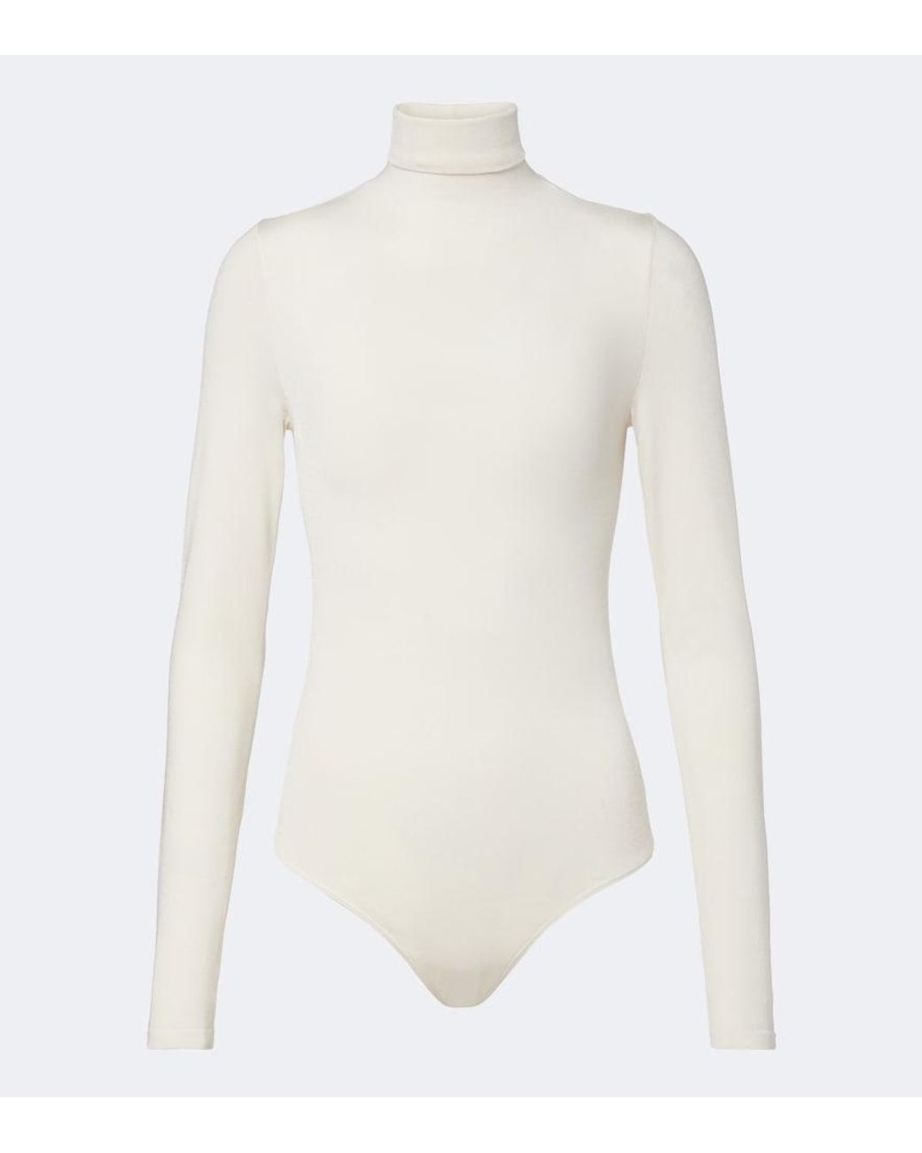Wolford White Colorado Turtleneck Jersey Bodysuit