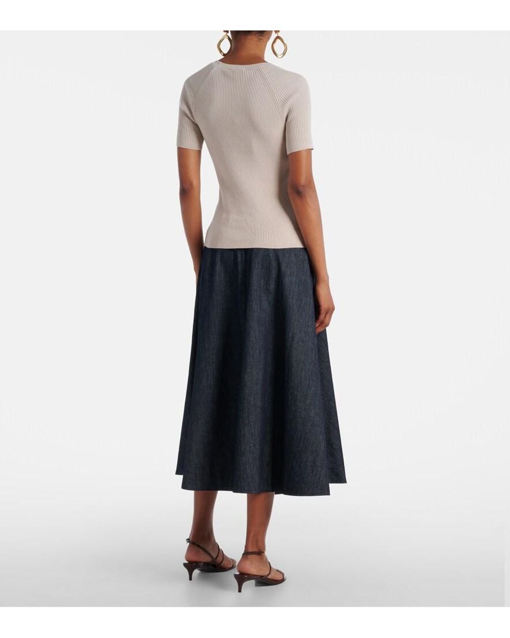 Max Mara White Berlino Ribbed-Knit Cotton Top