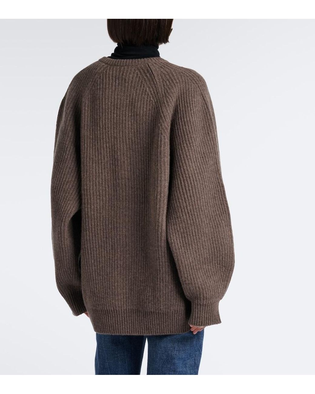 Nour Hammour Brown Laurel Oversized Cashmere And Wool Cardigan