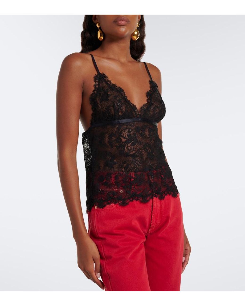 Isabel Marant Black Adiena Silk-Blend Lace Camisole