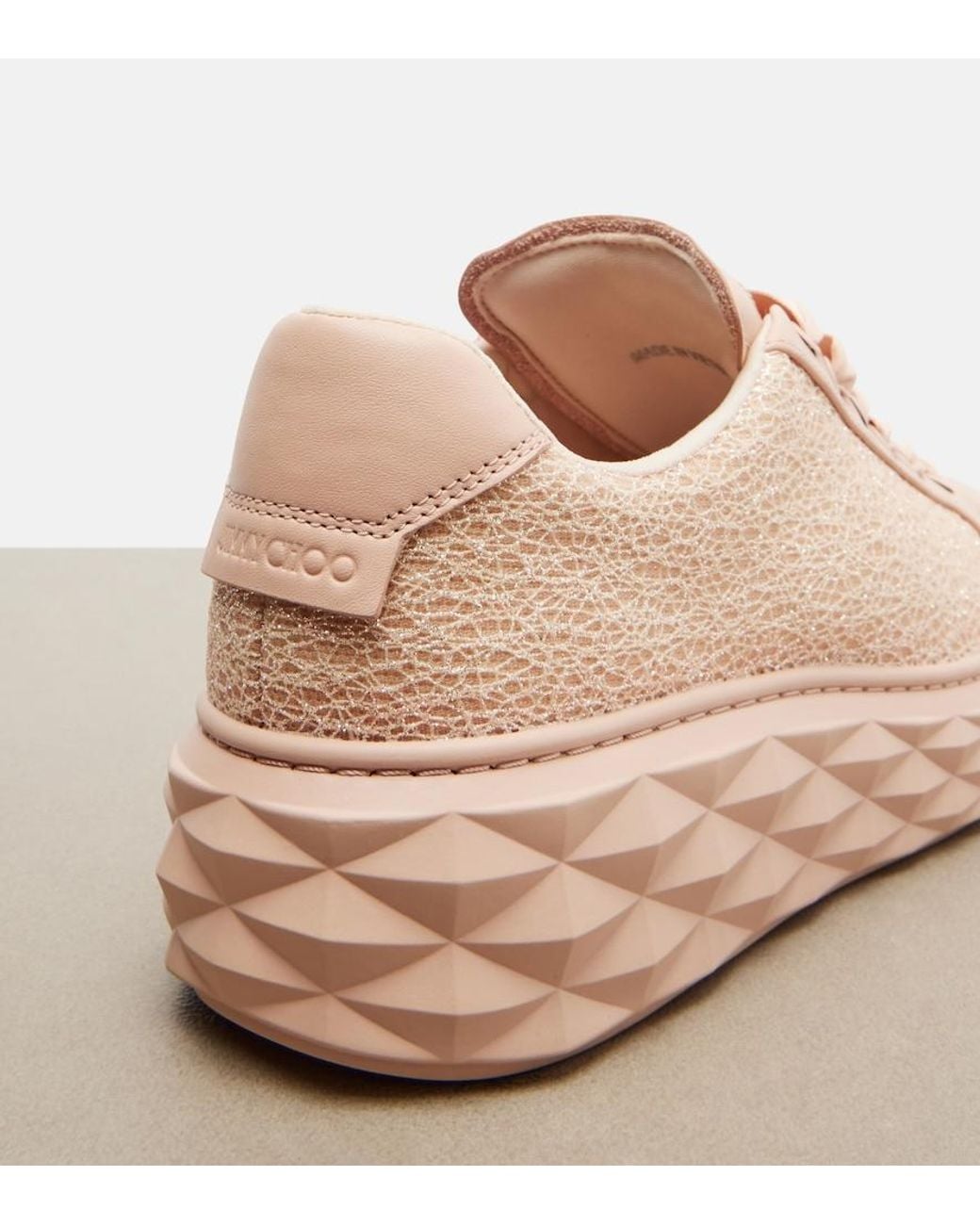 Jimmy Choo Pink Diamond Light Maxi Glitter Leather Sneakers