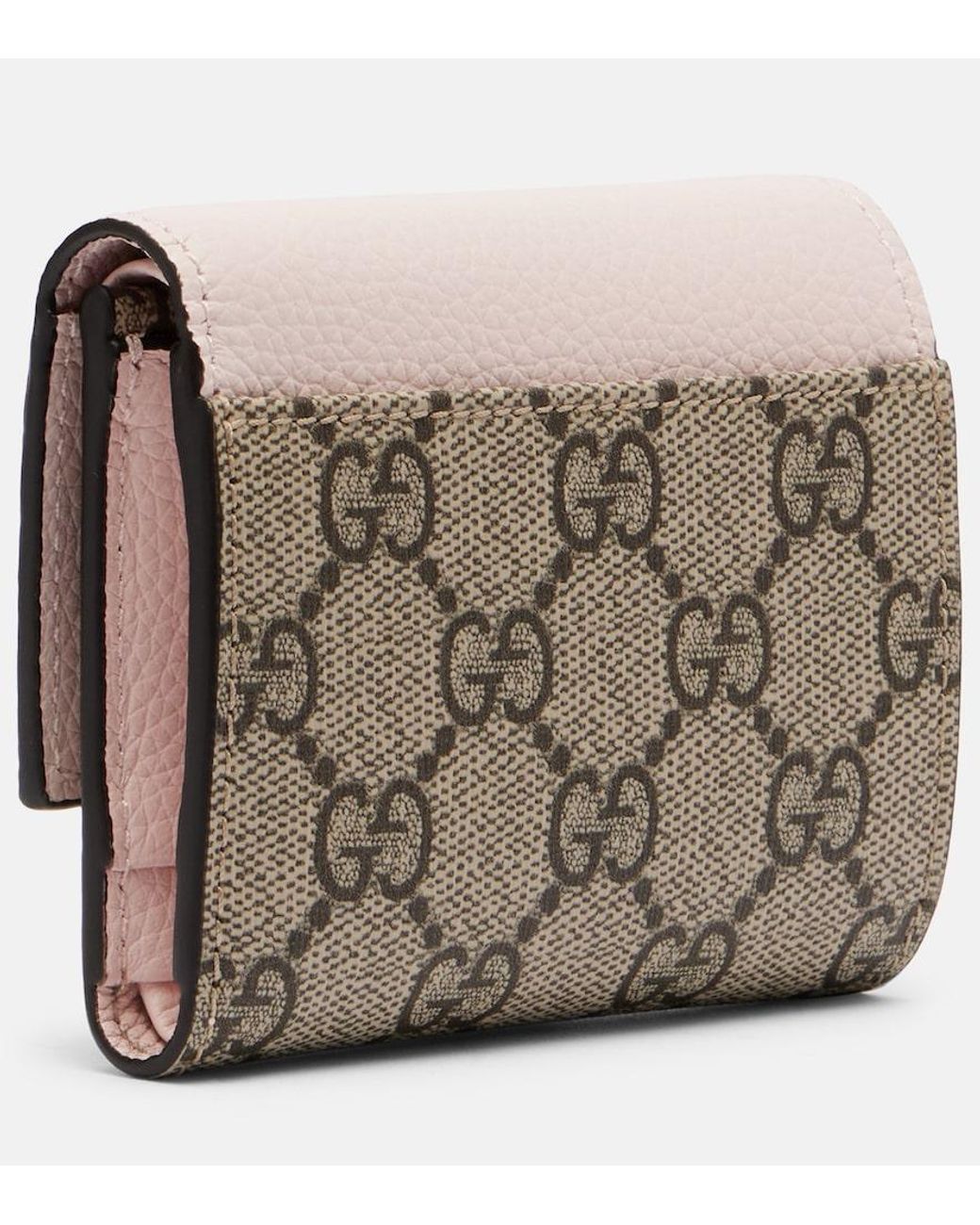 Gucci Natural Gg Marmont Mini Leather-Trimmed Wallet