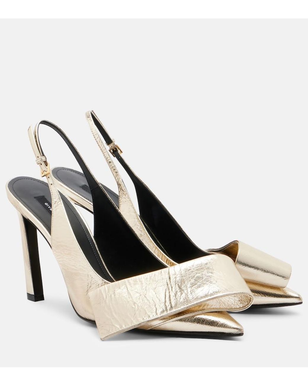 Givenchy Metallic Twisted Ribbon Leather Slingback Pumps