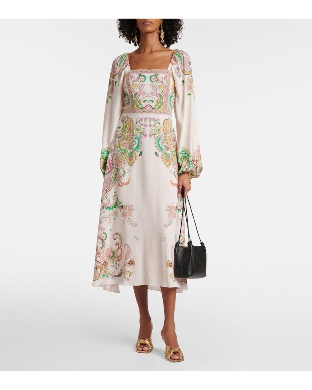 Etro Natural Printed Midi Dress