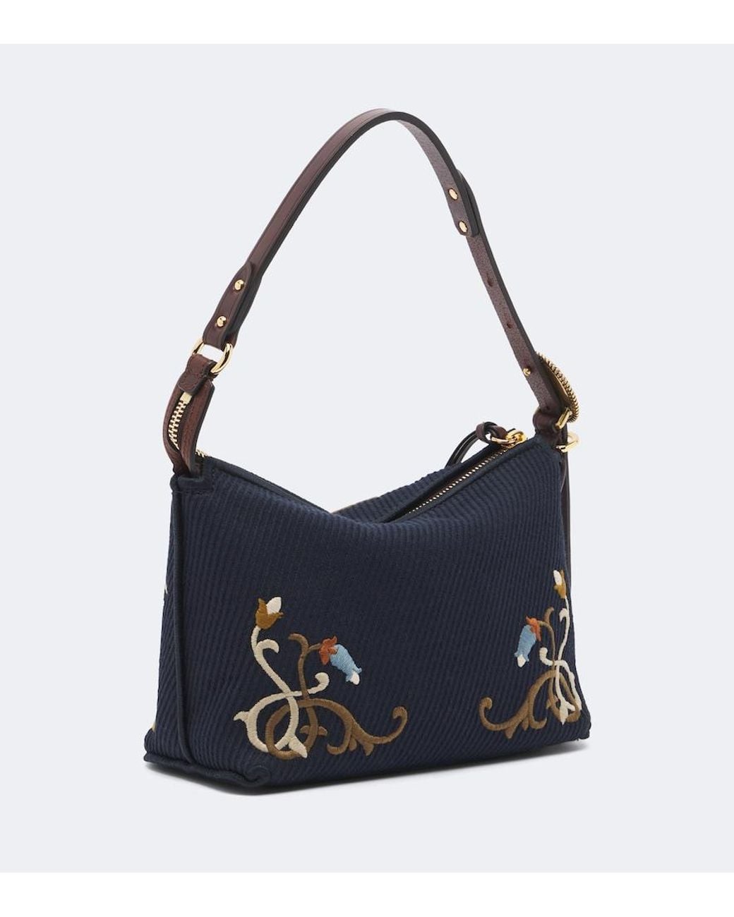 Etro Black Rosette Small Canvas Shoulder Bag