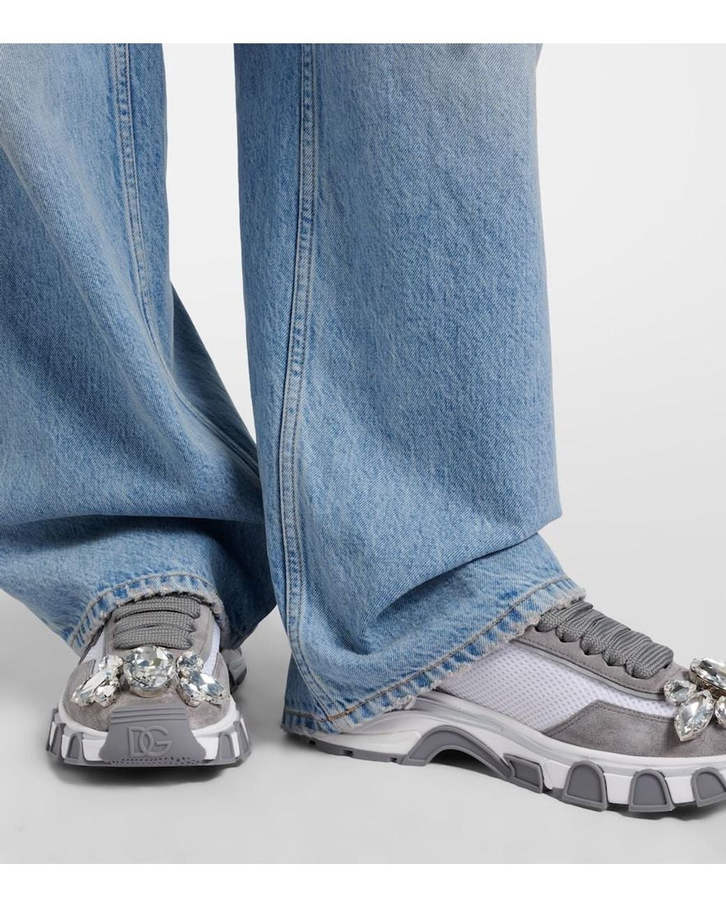 Dolce & Gabbana Gray Dg Country Road Suede-Trimmed Sneakers