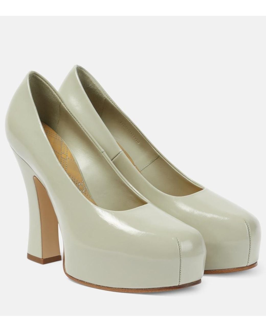 Burberry Green 130 Leather Platform Pumps