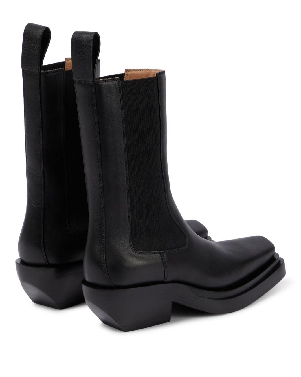 Bottega Veneta Lean Leather Ankle Boots in Black | Lyst