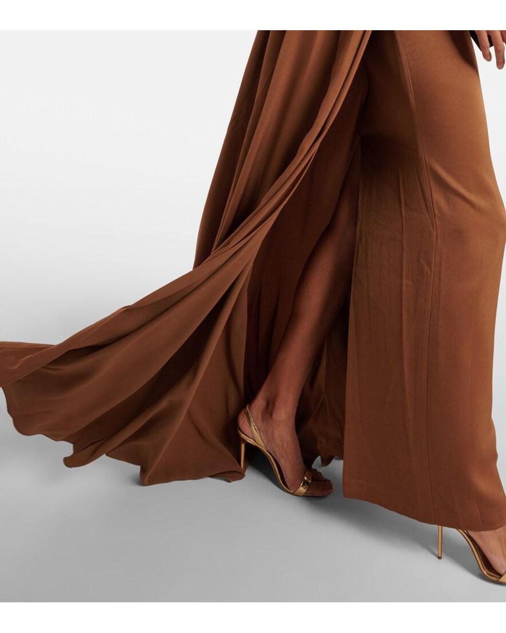 Alex Perry Brown Caped Satin Gown