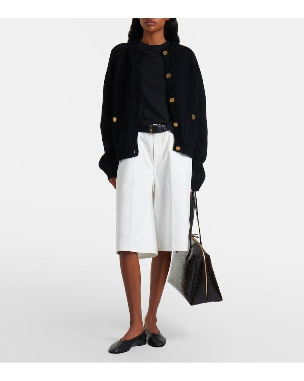 Totême  Black Leather Ballet Flats
