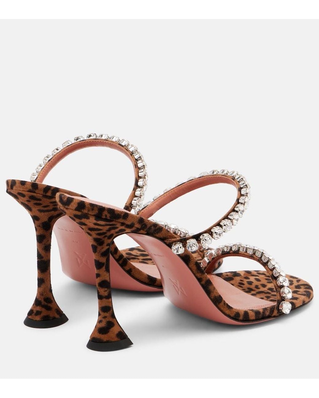 AMINA MUADDI Brown Gigi 95 Leopard-Print Suede Mules